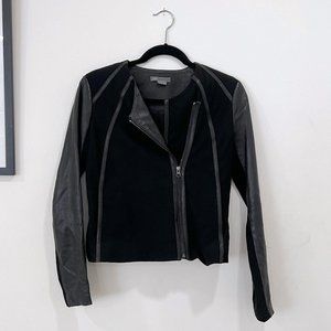 Vince Black Leather Motorcycle Style Jacket
